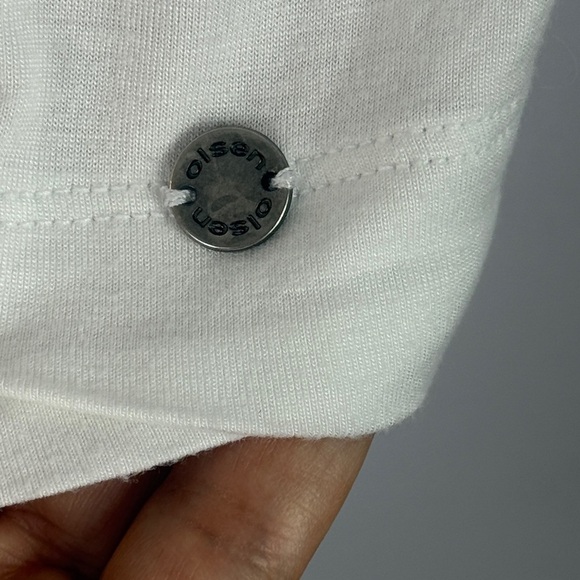 Olsen Europe Artsy Graphic Short Sleeve Tee in White and Purple Size  8 - Picture 7 of 9